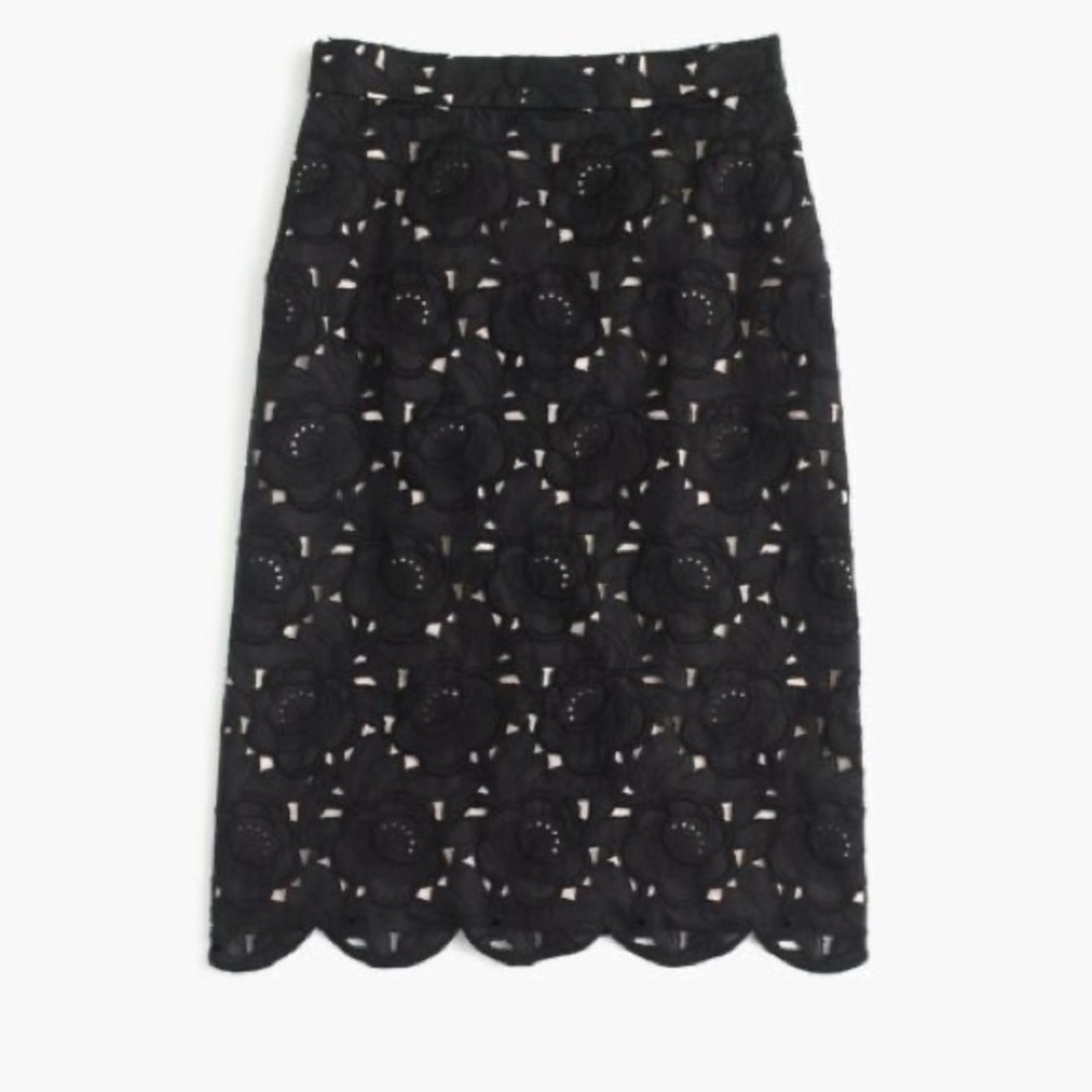 J. Crew Black Austrian Lace Pencil Skirt in Size 4